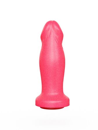 Розовый анальный фаллоимитатор с ограничительным основанием - 14 см.